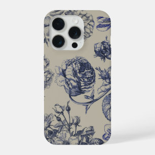 Vintage Blue Toile Botanical Floral Phone Case