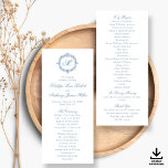 Vintage Blue Toile Monogram Wedding Programs Invitation<br><div class="desc">If you love timeless style, bring a touch of romance to your big day and step into a world of vintage romance with these French Toile de Jouy style wedding programs. The design is detailed with vintage ornate monogram wreath in dusty blue that hint at timeless beauty and charm. With...</div>
