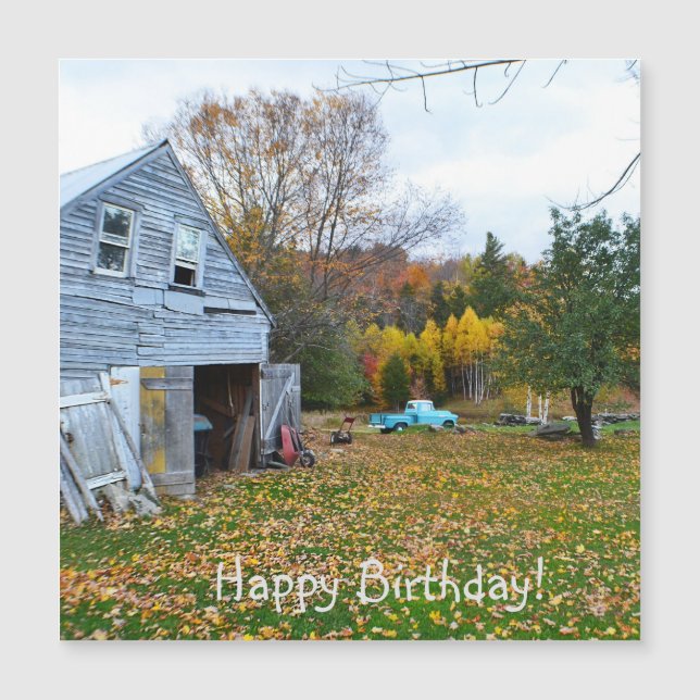 Vintage Blue Truck and Barn Birthday (Front)