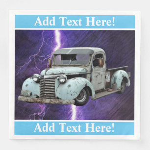 Vintage Blue Truck Paper Dinner Napkins