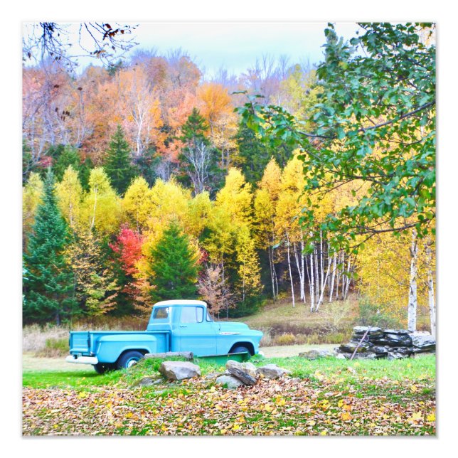 Vintage Blue Truck  Photo Enlargement (Front)
