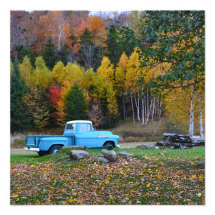Vintage Blue Truck Photo Enlargement Print
