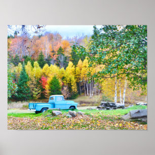 Vintage Blue Truck  Poster