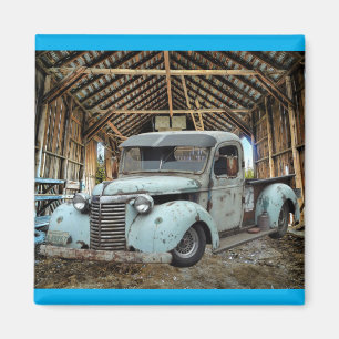 Vintage Blue Truck Rustic Barn Magnet