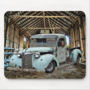 Vintage Blue Truck Rustic Barn Mouse Mat
