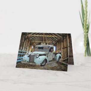Vintage Blue Truck Rustic Barn Thank You Card