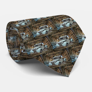 Vintage Blue Truck Rustic Barn Tie