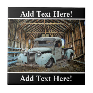 Vintage Blue Truck Rustic Barn Tile