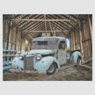 Vintage Blue Truck Rustic Barn Tissue Paper
