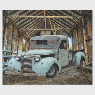 Vintage Blue Truck Rustic Barn Wrapping Paper