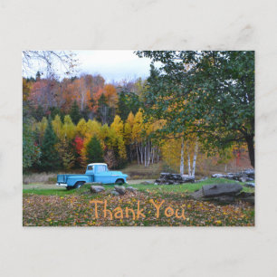Vintage Blue Truck Thank You Postcard