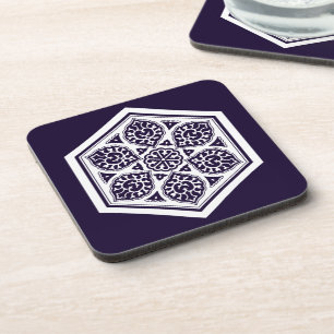 Vintage Blue Turkish Rosette Geometric Graphic Coaster