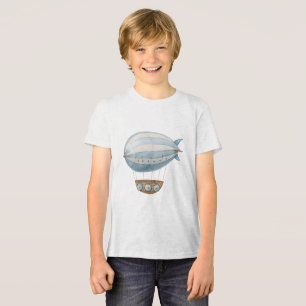 Vintage Blue Watercolor Airship Dirigible Nursery Tri-Blend Shirt