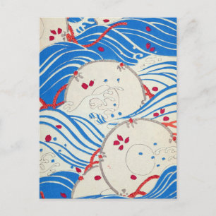 Vintage Blue Waves Postcard