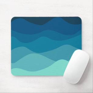 Vintage Blue Wavy Pattern Mouse Mat
