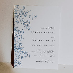 Vintage Blue Wedding  Invitation