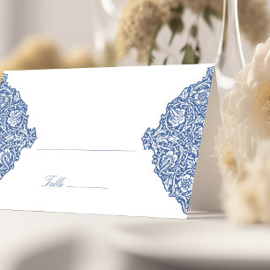 Vintage Blue Wedding Name Card Template