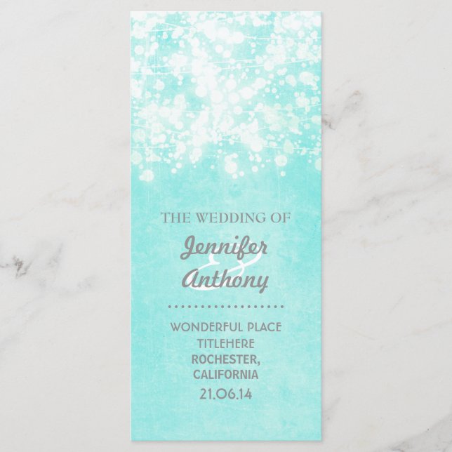 vintage blue wedding programs programme (Front)