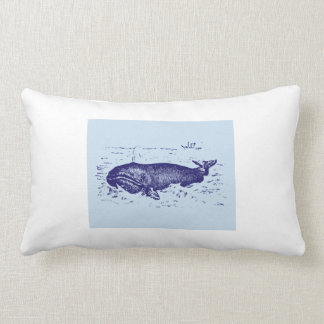 Vintage Blue Whale Design Throw Pillow