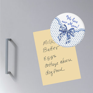 Vintage Blue White Butterfly Bow Personalised Magnet