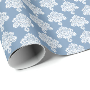 Vintage Blue White Damask Wrapping Paper