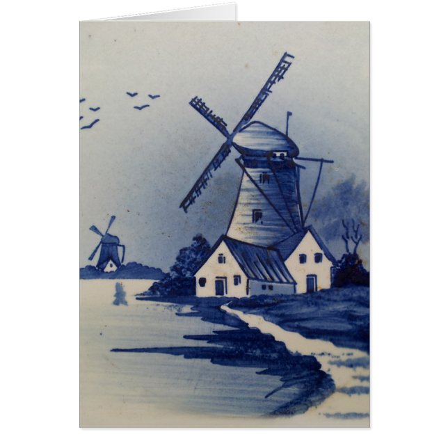 Vintage Blue White Delft Windmill (Front)