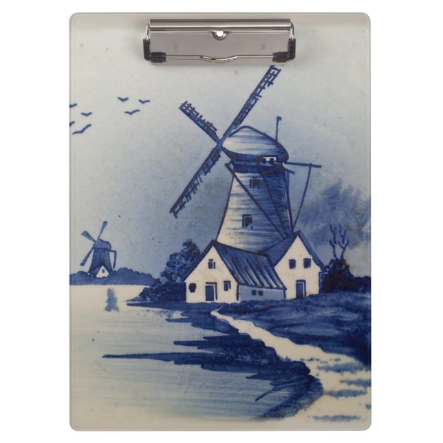 Vintage Blue White Delft Windmill Clipboard (Front)