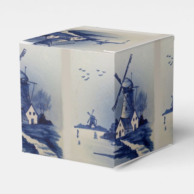 Vintage Blue White Delft Windmill Favour Box (Front Side)