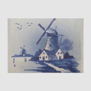 Vintage Blue White Delft Windmill Tissue Paper