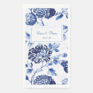 Vintage Blue & White Floral 2 Wedding  Napkin