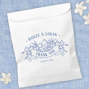 Vintage Blue & White Floral Elegant Wedding  Favour Bags