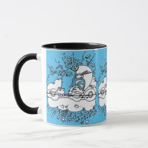 Vintage Blue & White illustration 60s poster Mug