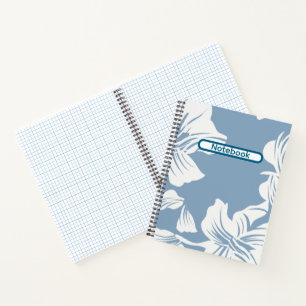 Vintage Blue & White Large Floral Graph Paper Notebook