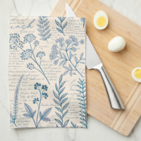 Vintage Blue Wildflower French Toile Pattern