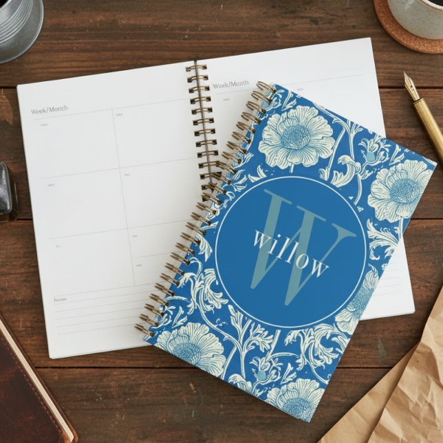 Vintage Blue William Morris Tapestry Monogram Planner (Creator Uploaded)