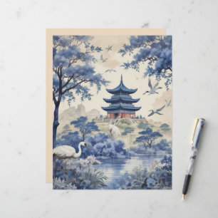 Vintage Blue Willow Dreams Scrapbook Paper