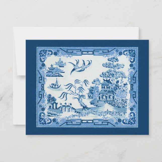 Vintage Blue Willow Invitation (Front)