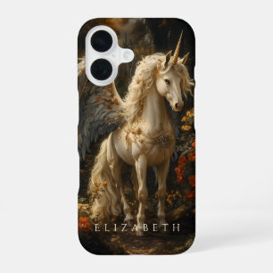 Vintage Blue Winged Pegasus Classical Fantasy Art iPhone 16 Case