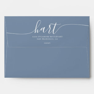 Vintage Blue with White Script Return Address Envelope