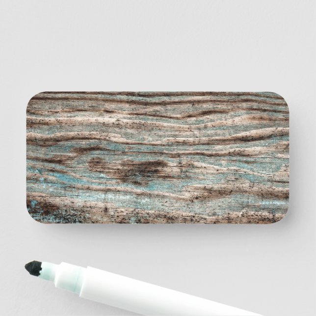 Vintage Blue Wood Name Tag (In Situ)