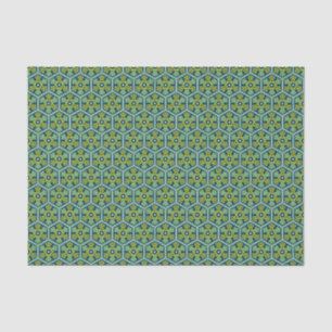 Vintage Blue Yellow Green Ottoman Turkish Hexagon Tissue Paper