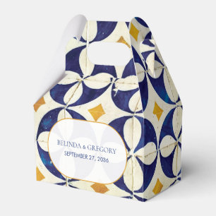 Vintage Blue & Yellow Portuguese Pattern Wedding  Favour Box