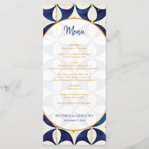 Vintage Blue & Yellow Portuguese Pattern Wedding Menu