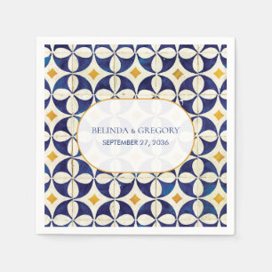 Vintage Blue & Yellow Portuguese Pattern Wedding  Napkin