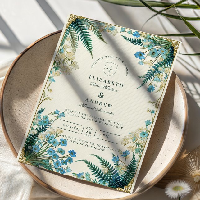 Vintage Bluebell Botanical Wedding Invitation (Creator Uploaded)