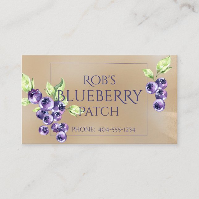 Vintage Blueberries Business Card (Front)
