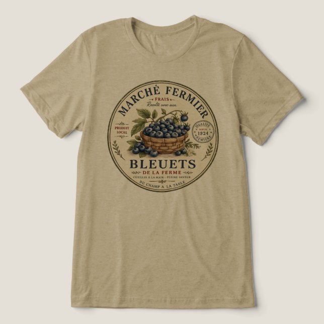 Vintage Blueberries Label Tri-Blend Shirt (Design Front)