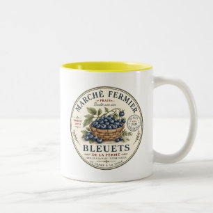 Vintage Blueberries Label Two-Tone Coffee Mug