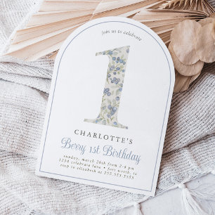 Vintage Blueberry Berry First Birthday Arch Invitation