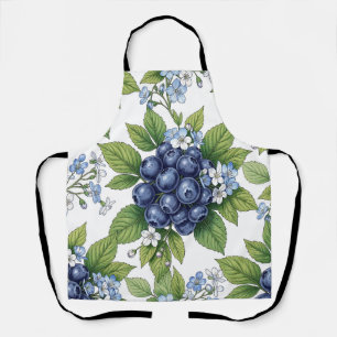 Vintage Blueberry Blossom Botanical Pattern Apron